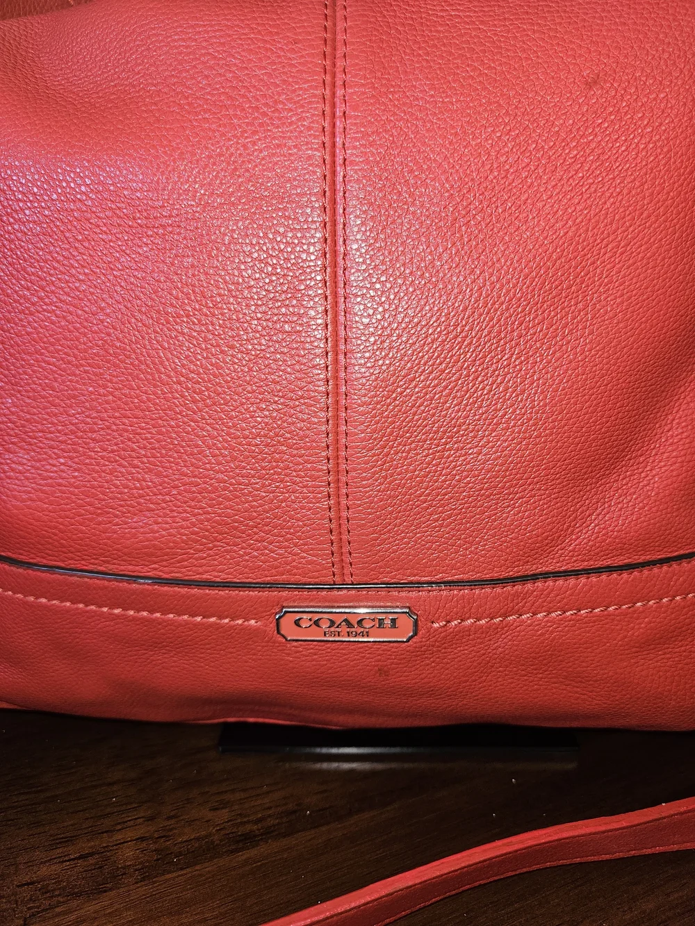 Coach Park Leather Hobo Shoulder Bag with Yellow Tag Accent